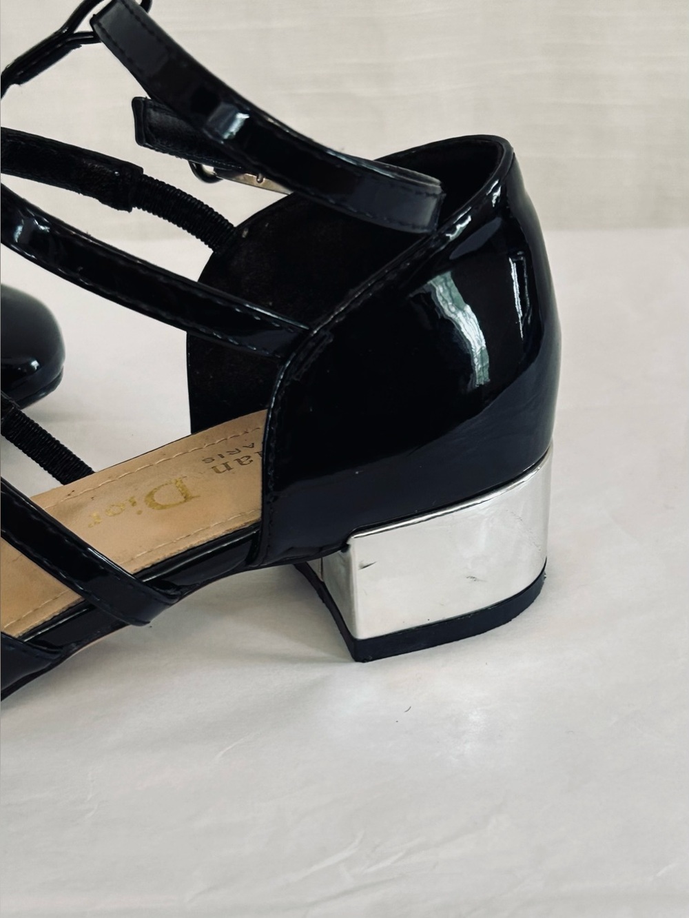 Christian Dior Patent Leather Strappy Mary Jane's w/ Silver Leather Name Plate - Picture 6 of 11
